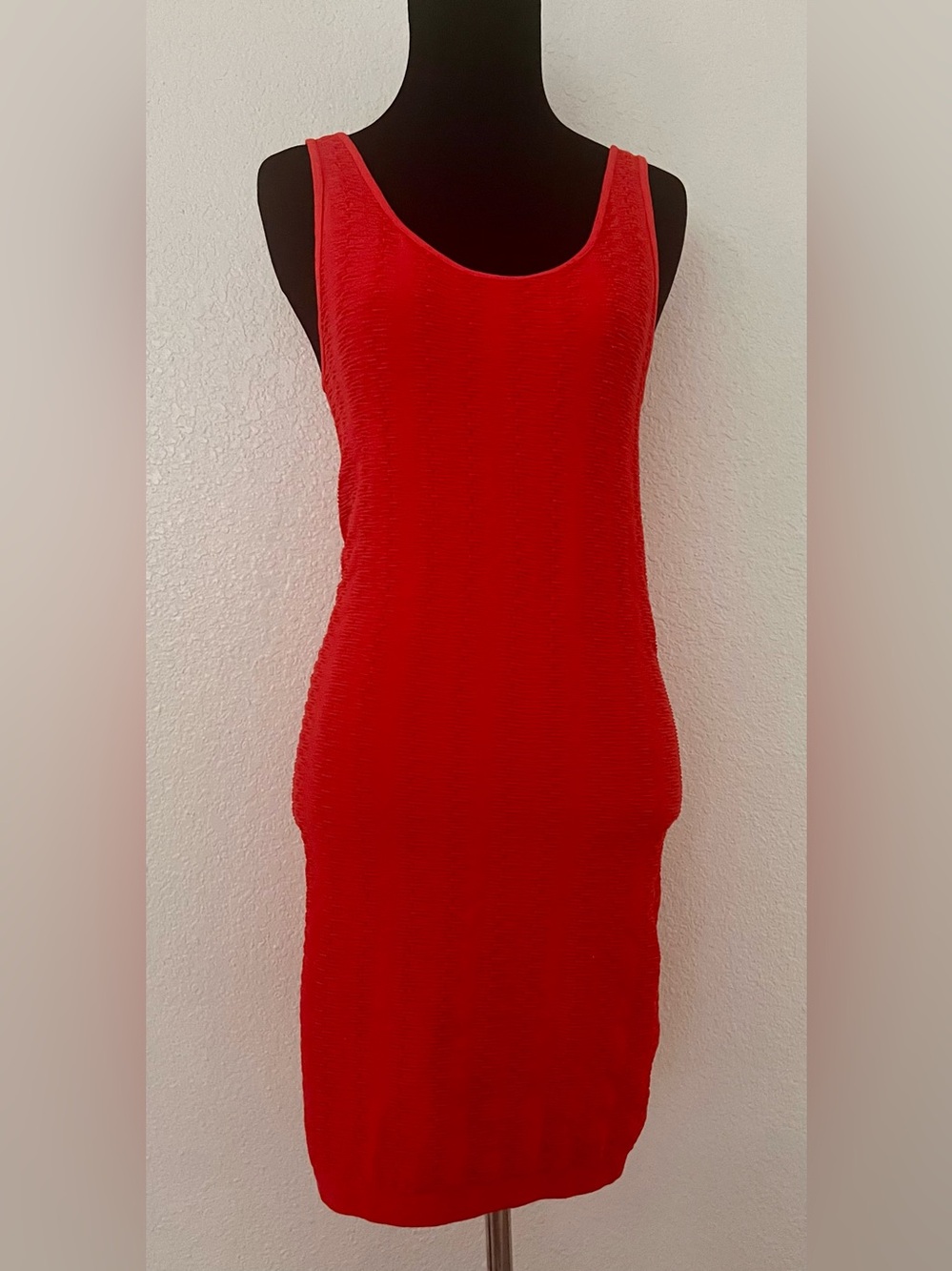 bebe Red Sleeveless Scoop Neck Dress